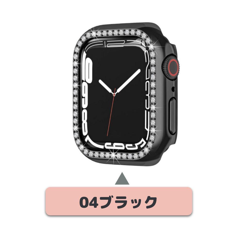 【前面ガラス無し】applewatch7専用_キュービック シングルライン 保護ケース apple watch バンド givgiv 04ブラック (1個) 41mm (Applewatch 7)