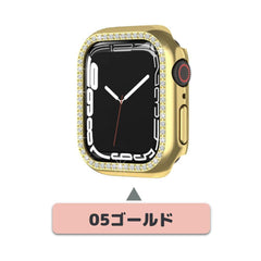 【前面ガラス無し】applewatch7専用_キュービック シングルライン 保護ケース apple watch バンド givgiv 05 ゴールド (1個) 41mm (Applewatch 7)