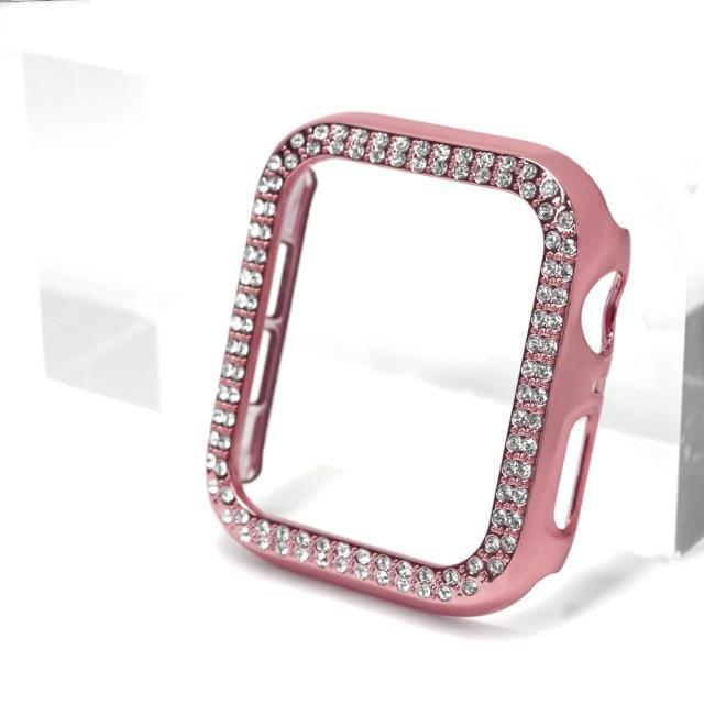 【前面ガラス無し】キュービック ダブルライン AppleWatch 保護ケース apple watch バンド givgiv Pink For 38MM