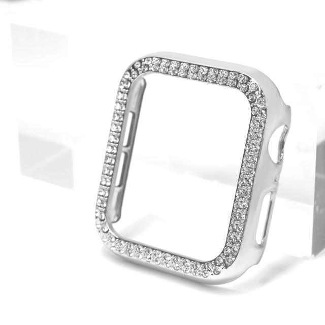 【前面ガラス無し】キュービック ダブルライン AppleWatch 保護ケース apple watch バンド givgiv Silver For 38MM