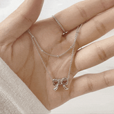 ラブリーリボンレイヤードネックレス necklace bling moon