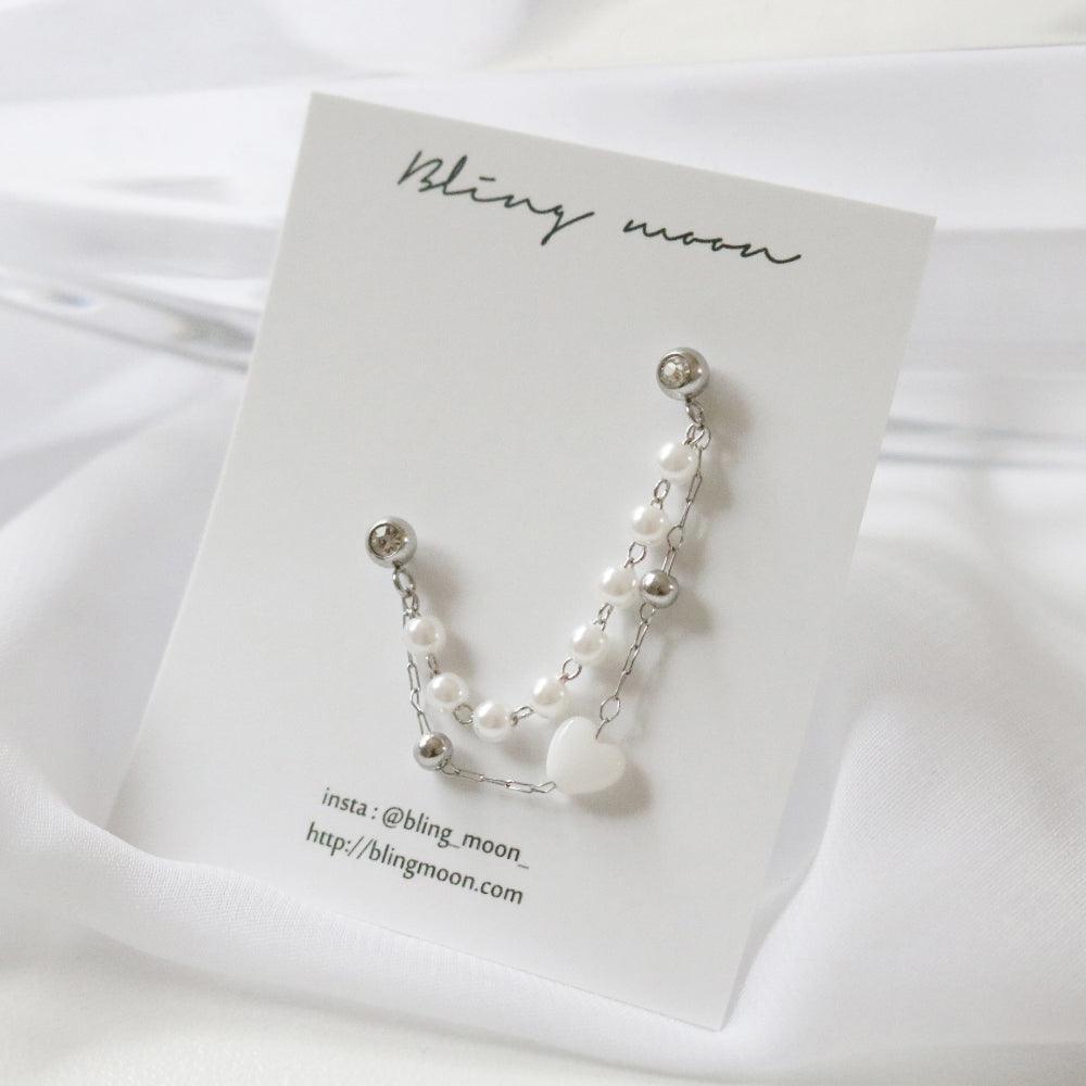ラブ真珠ハートツーリング(ピアス/ピアッシング) Blingmoon made Piercing bling moon