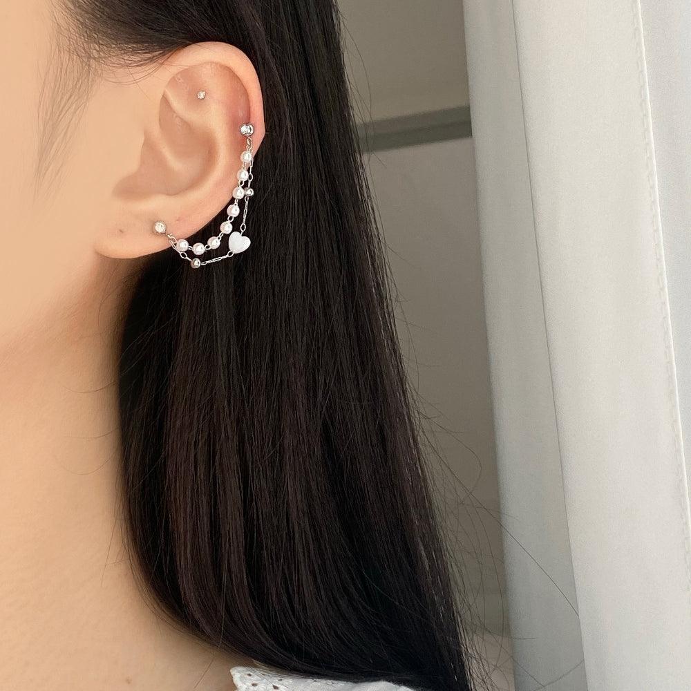 ラブ真珠ハートツーリング(ピアス/ピアッシング) Blingmoon made Piercing bling moon