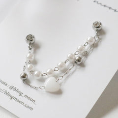ラブ真珠ハートツーリング(ピアス/ピアッシング) Blingmoon made Piercing bling moon