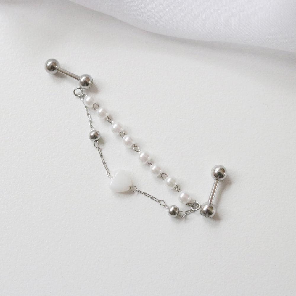 ラブ真珠ハートツーリング(ピアス/ピアッシング) Blingmoon made Piercing bling moon