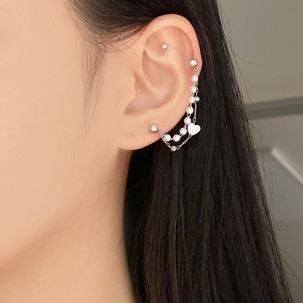 ラブ真珠ハートツーリング(ピアス/ピアッシング) Blingmoon made Piercing bling moon