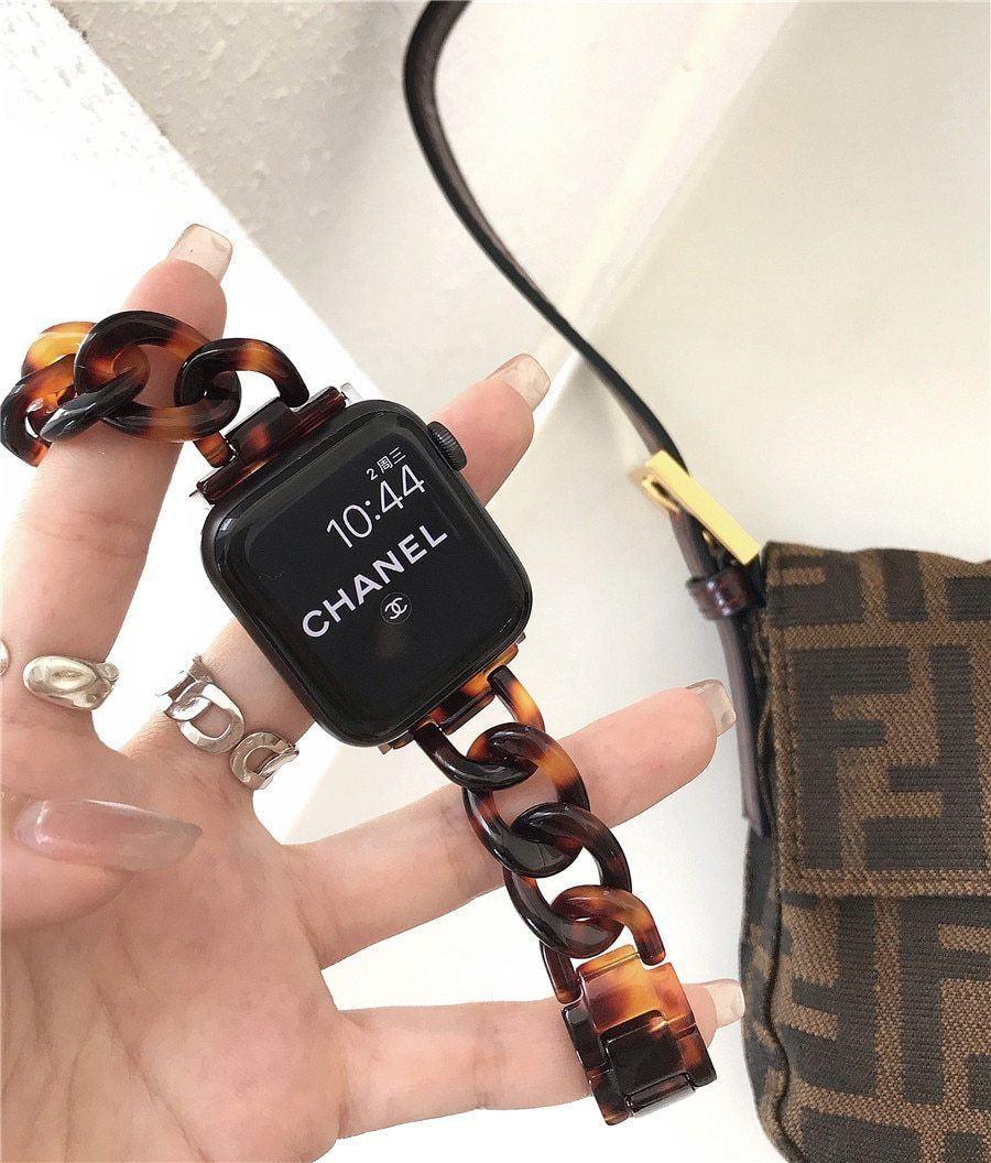 レディース 透明樹脂ストラップ# apple watch バンド givgiv ブラウン For 38MM And 40MM