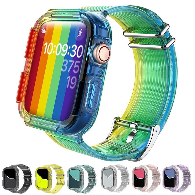 レインボー シリコン 透明 Apple Watch バンド apple watch バンド givgiv