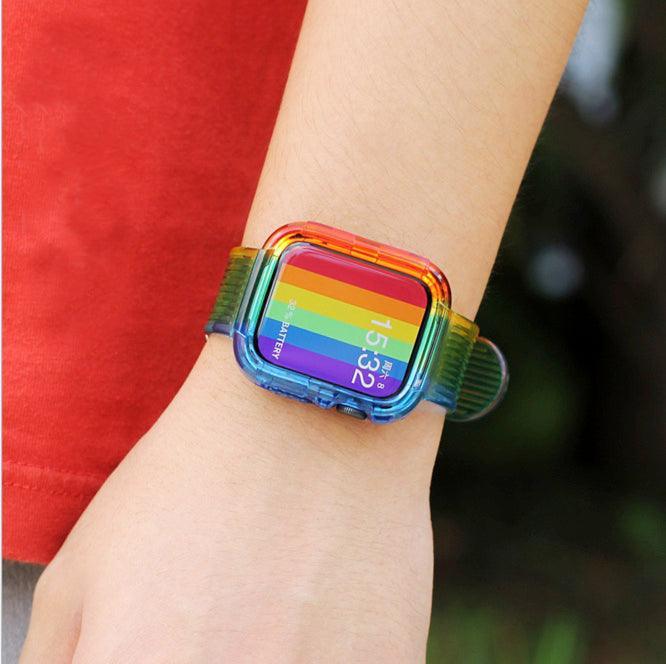 レインボー シリコン 透明 Apple Watch バンド apple watch バンド givgiv