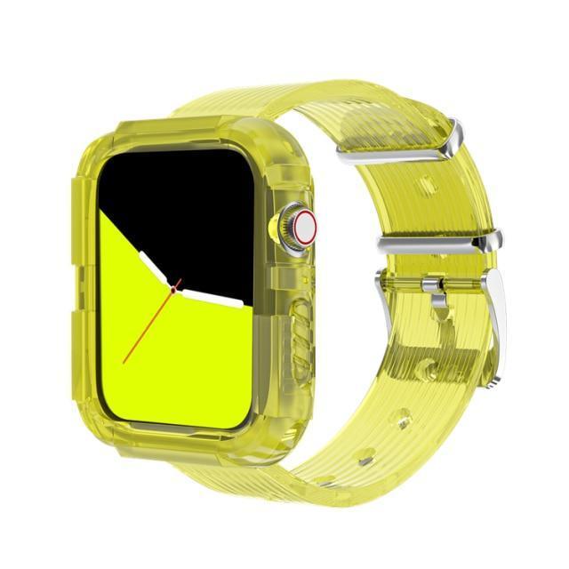 レインボー シリコン 透明 Apple Watch バンド apple watch バンド givgiv yellow 38mm/40mm用