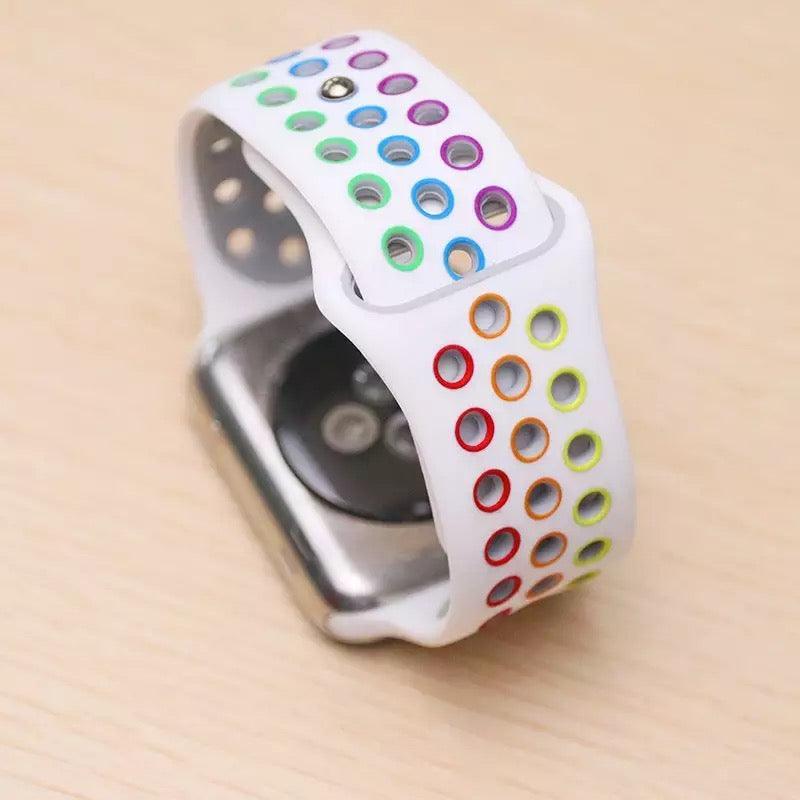 レインボーシリコン 穴 スポーツバンド apple watch バンド givgiv