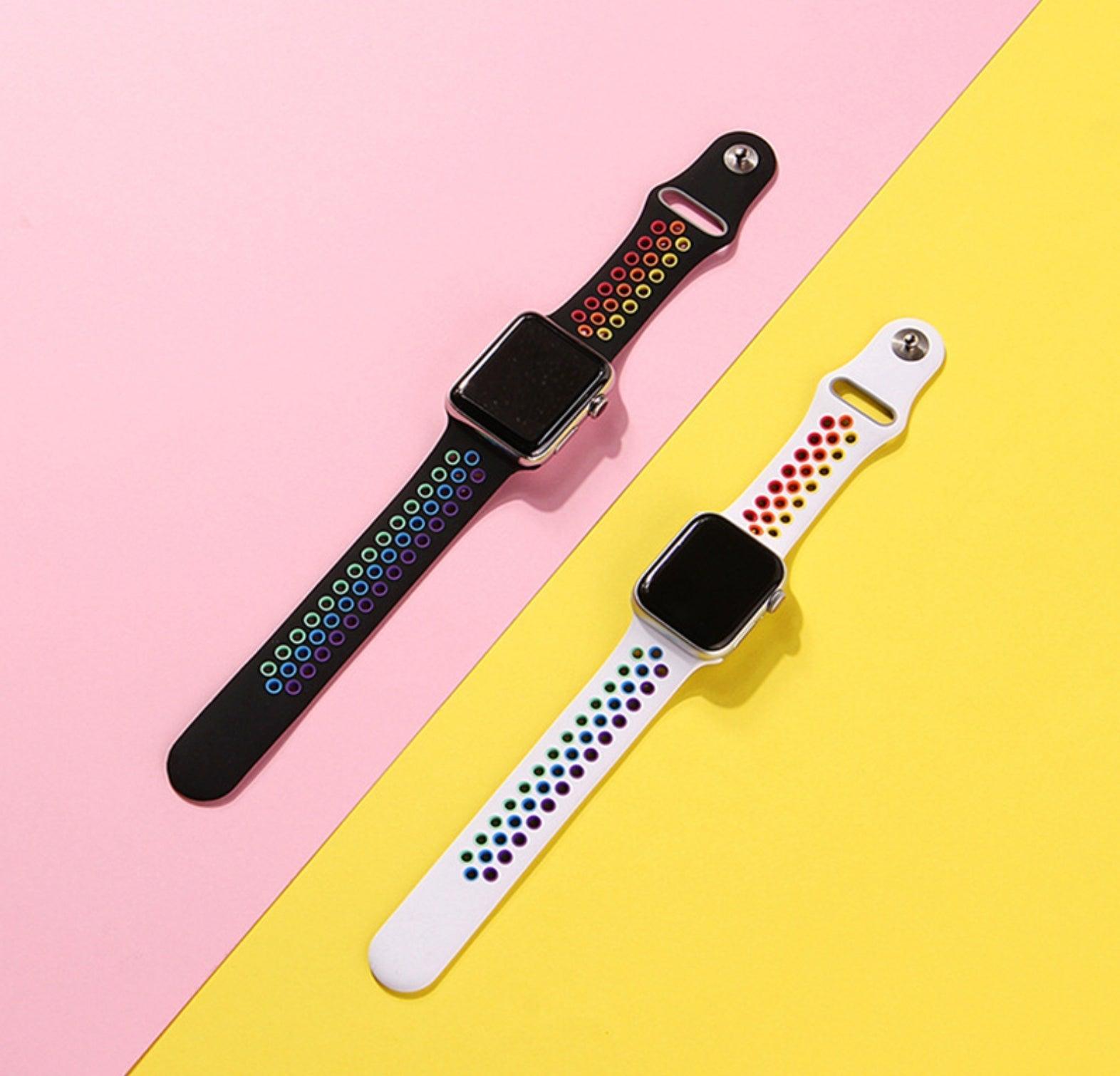 レインボーシリコン 穴 スポーツバンド apple watch バンド givgiv