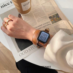 ★人気★【6色】 ダブルツアー 本革 バンド apple watch バンド givgiv 38mm/40mm/41mm用 01ブラウン