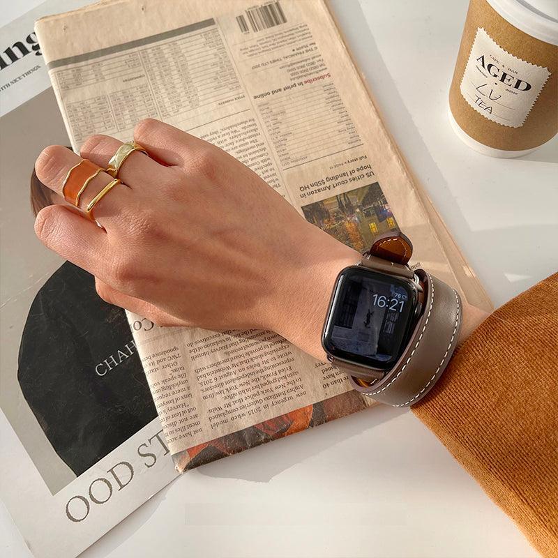 ★人気★【6色】 ダブルツアー 本革 バンド apple watch バンド givgiv 38mm/40mm/41mm用 02ダークブラウン⚡人気⚡