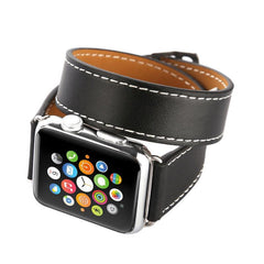 ★人気★【6色】 ダブルツアー 本革 バンド apple watch バンド givgiv 38mm/40mm/41mm用 03ブラック