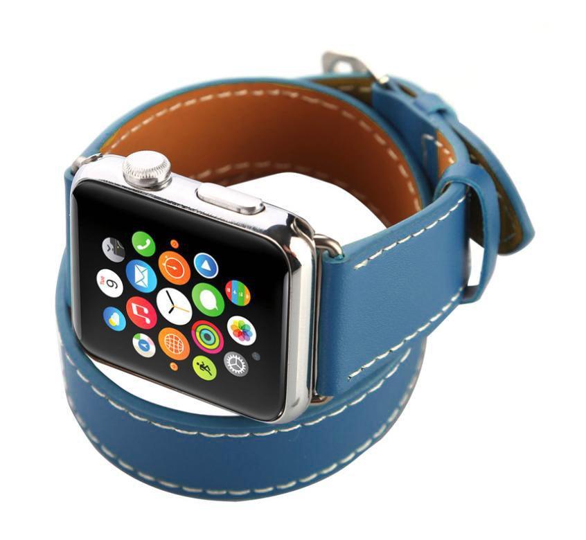 ★人気★【6色】 ダブルツアー 本革 バンド apple watch バンド givgiv 38mm/40mm/41mm用 06レイクブルー