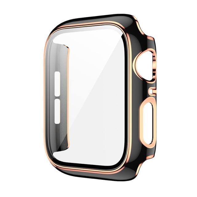 ★人気★【前面ガラスあり】PCシェル シャイニーライン 保護ケース(単品) Apple watch apple watch バンド givgiv Black (PinkGold)⚡人気⚡ For 38MM
