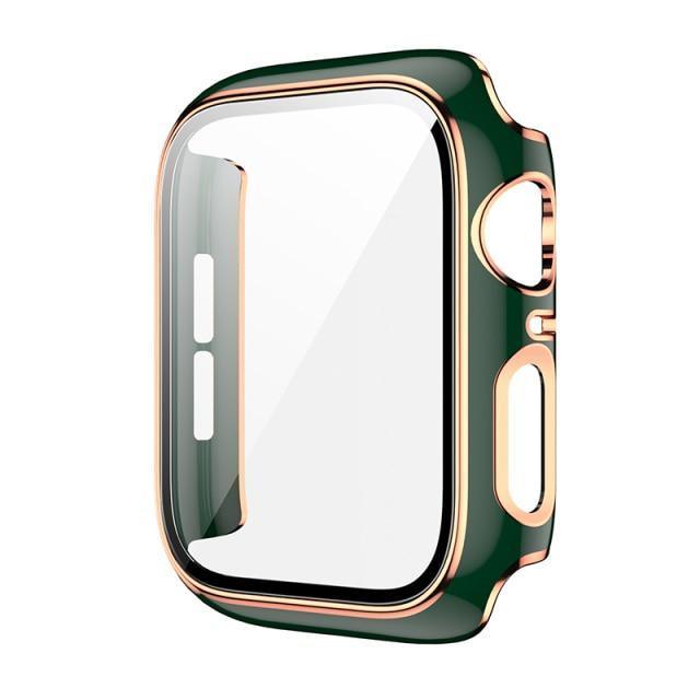 ★人気★【前面ガラスあり】PCシェル シャイニーライン 保護ケース(単品) Apple watch apple watch バンド givgiv Green (PinkGold) For 38MM