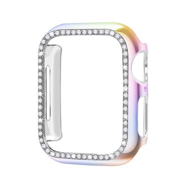 ★人気★【前面ガラス無し】キュービックシングルライン AppleWatch 保護ケース apple watch バンド givgiv 05 Rainbow For 38MM