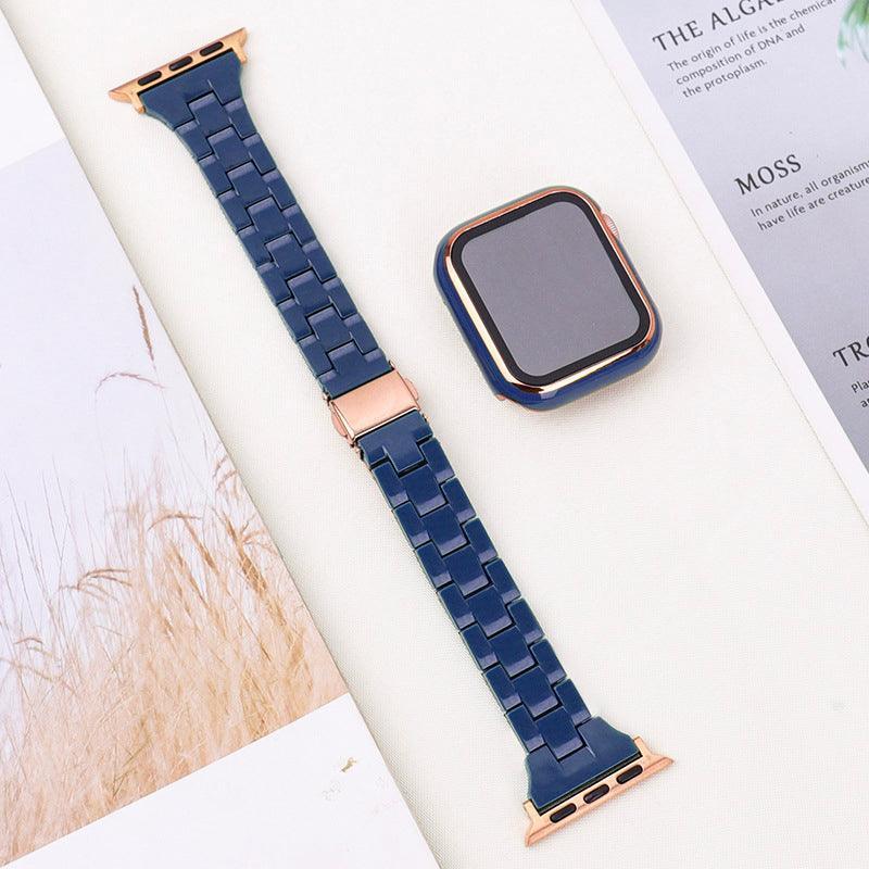 ★人気★【セット】スリム 光沢樹脂 チェーン バンド & ケース Apple Watch# apple watch バンド givgiv 05Navy(バンド+ケース) 38mm用