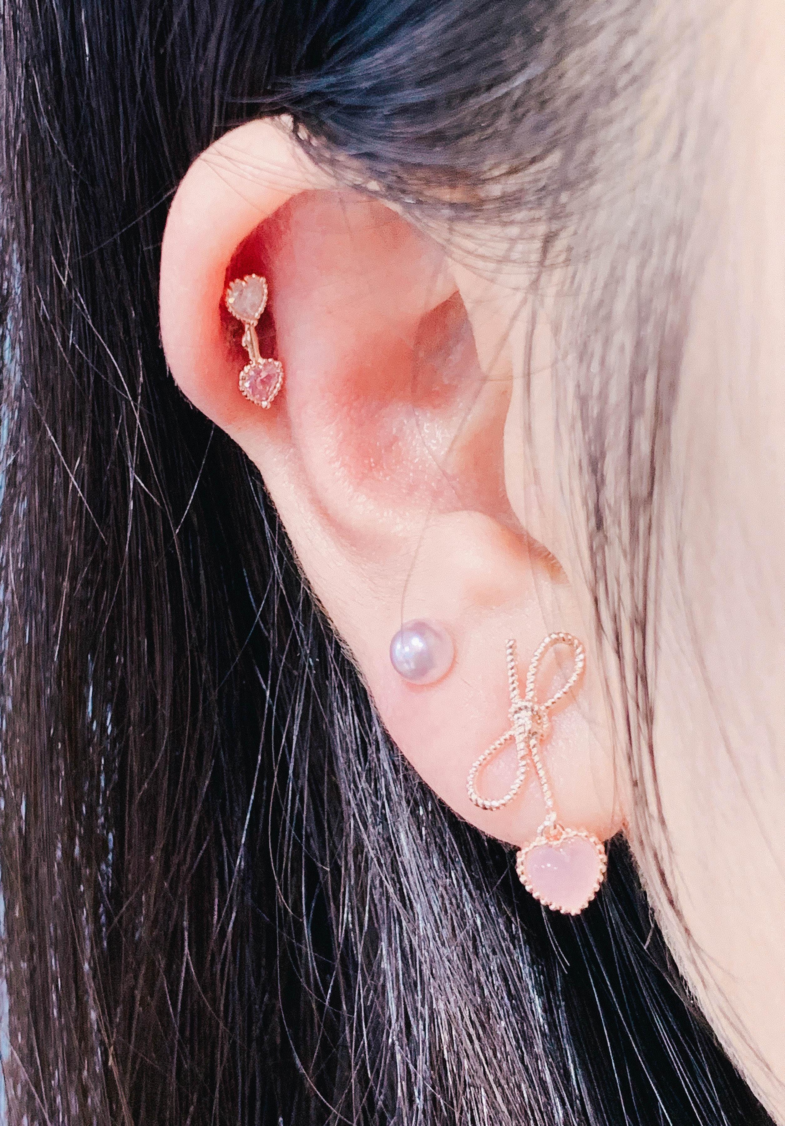 リボンココロハートピアス Earrings anything else 