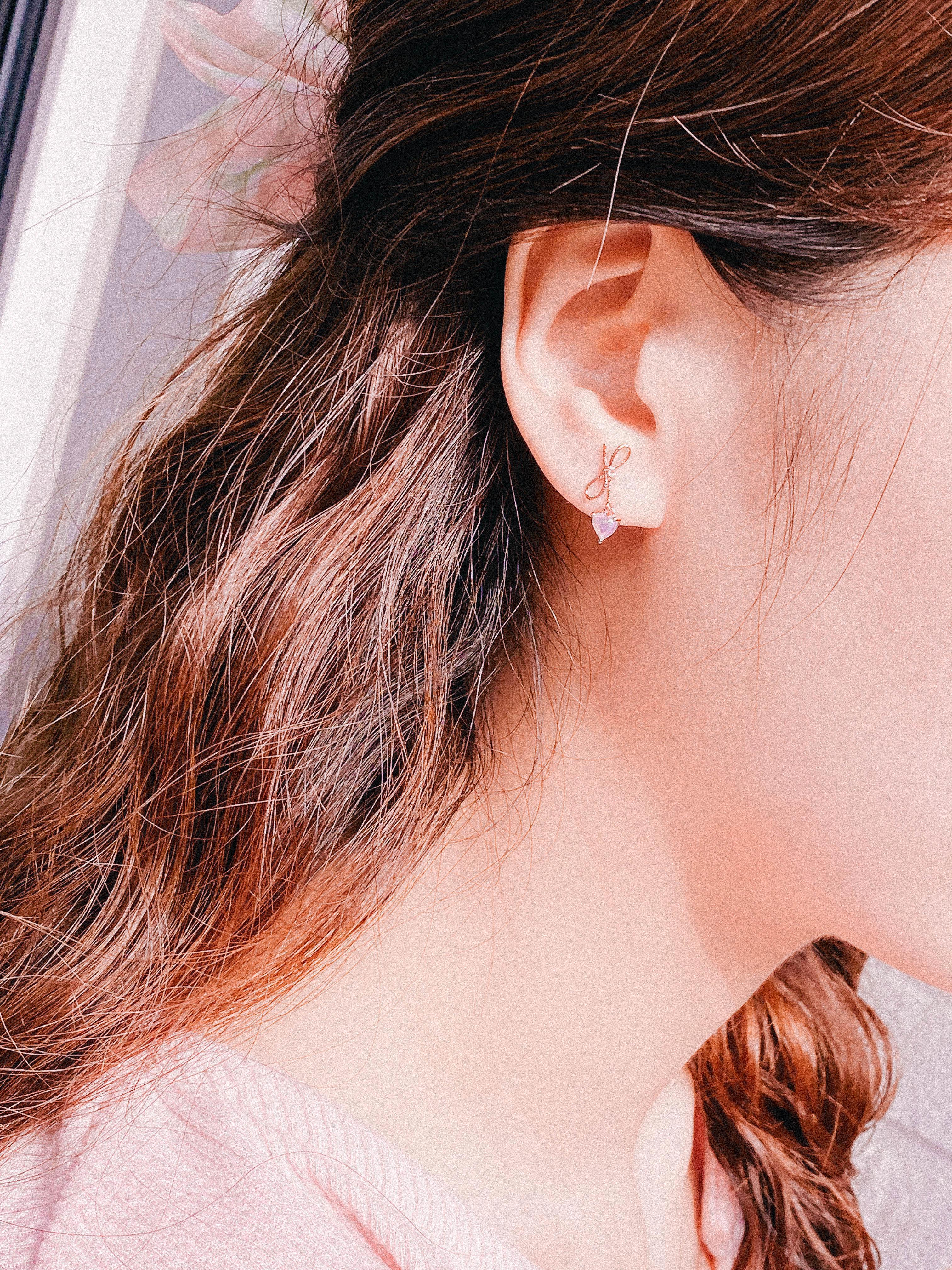 リボンココロハートピアス Earrings anything else 