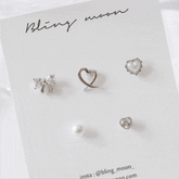 リボン真珠ピアッシング(5 set) Piercing bling moon