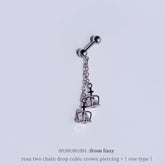 ロサ ツー チェーン ドロップ キュービック 王冠 クラウン ピアッシング Piercing from lizzy