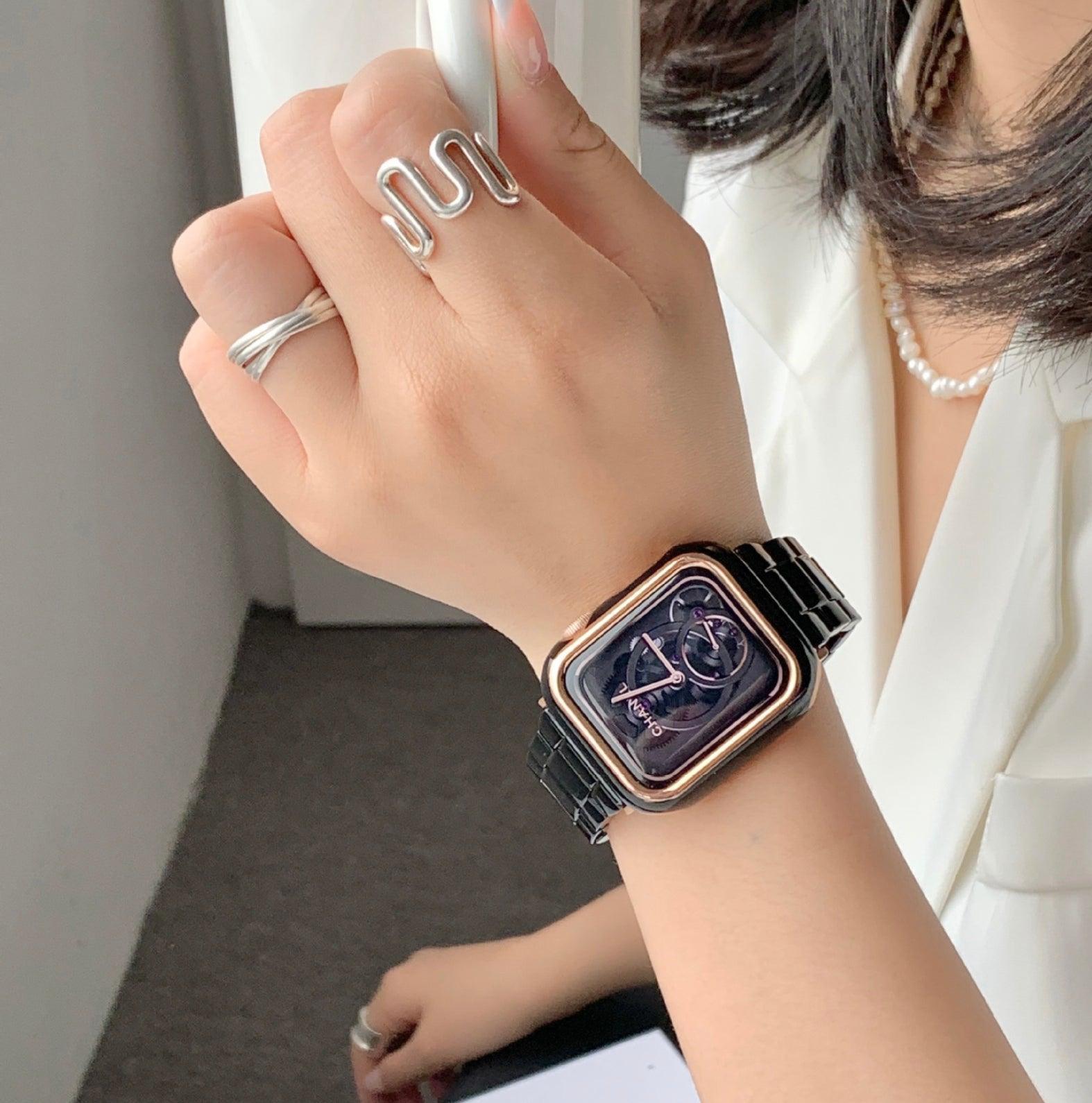 【セット】光沢樹脂 チェーン バンド& ケース Apple Watch# apple watch バンド givgiv