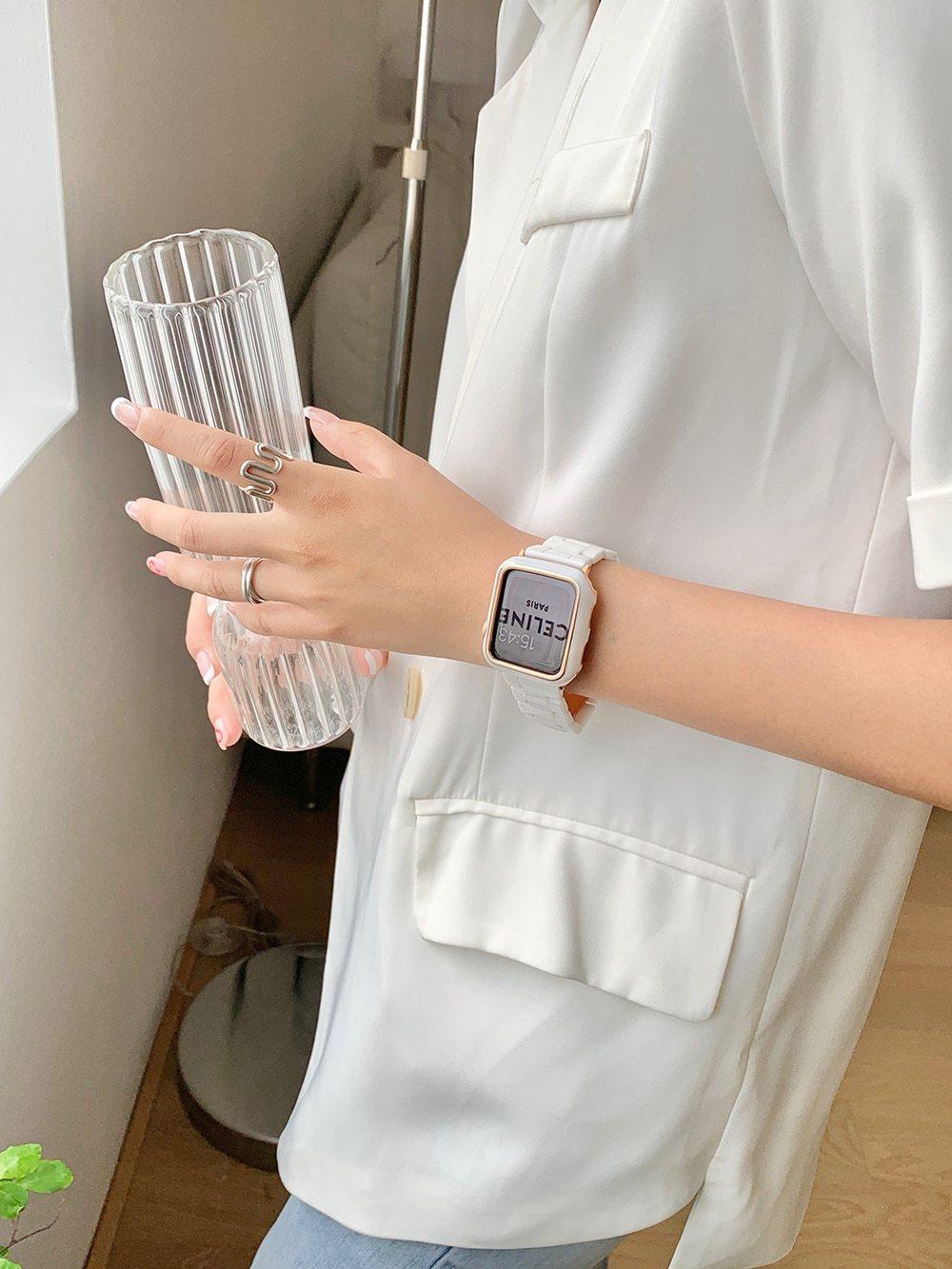【セット】光沢樹脂 チェーン バンド& ケース Apple Watch# apple watch バンド givgiv