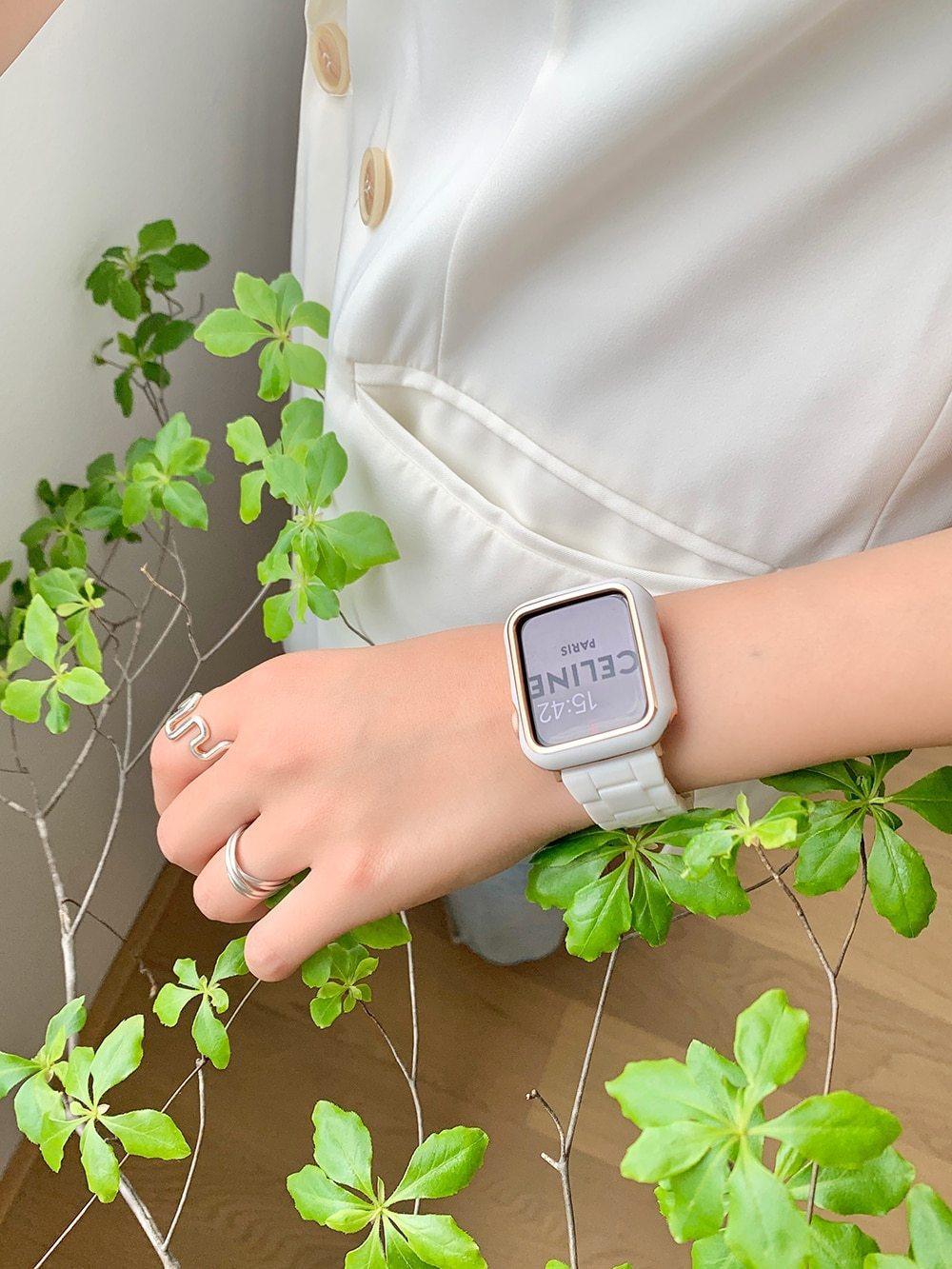 【セット】光沢樹脂 チェーン バンド& ケース Apple Watch# apple watch バンド givgiv