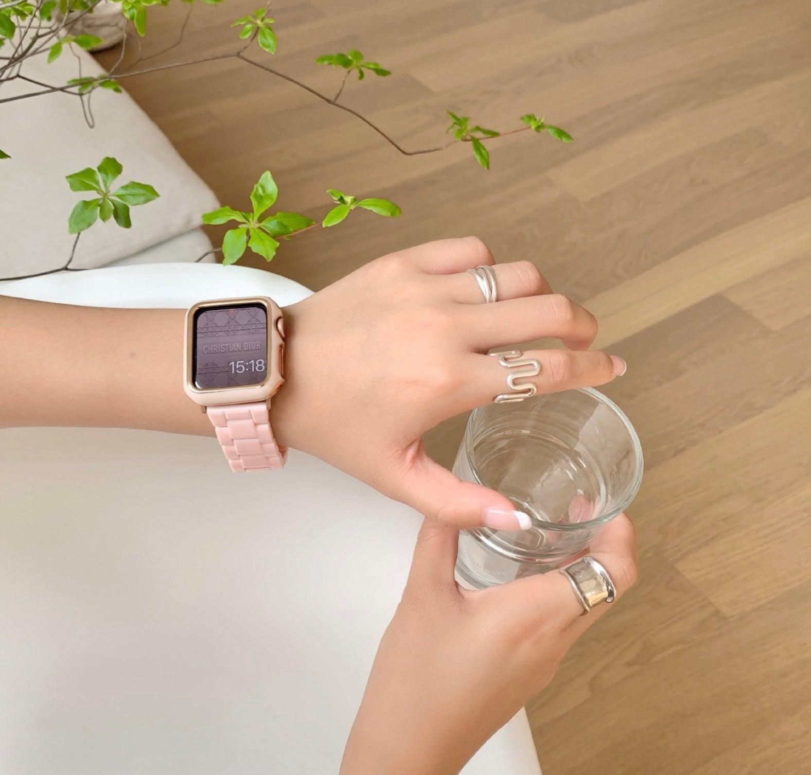 【セット】光沢樹脂 チェーン バンド& ケース Apple Watch# apple watch バンド givgiv