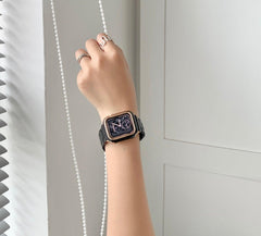 【セット】光沢樹脂 チェーン バンド& ケース Apple Watch# apple watch バンド givgiv Black(バンド+ケース)⚡人気⚡ For 38MM