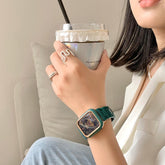 【セット】光沢樹脂 チェーン バンド& ケース Apple Watch# apple watch バンド givgiv Green(バンド+ケース) For 38MM