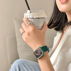 【セット】光沢樹脂 チェーン バンド& ケース Apple Watch# apple watch バンド givgiv Green(バンド+ケース) For 38MM