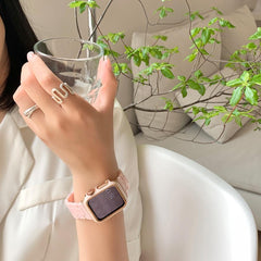 【セット】光沢樹脂 チェーン バンド& ケース Apple Watch# apple watch バンド givgiv Pink(バンド+ケース) For 38MM