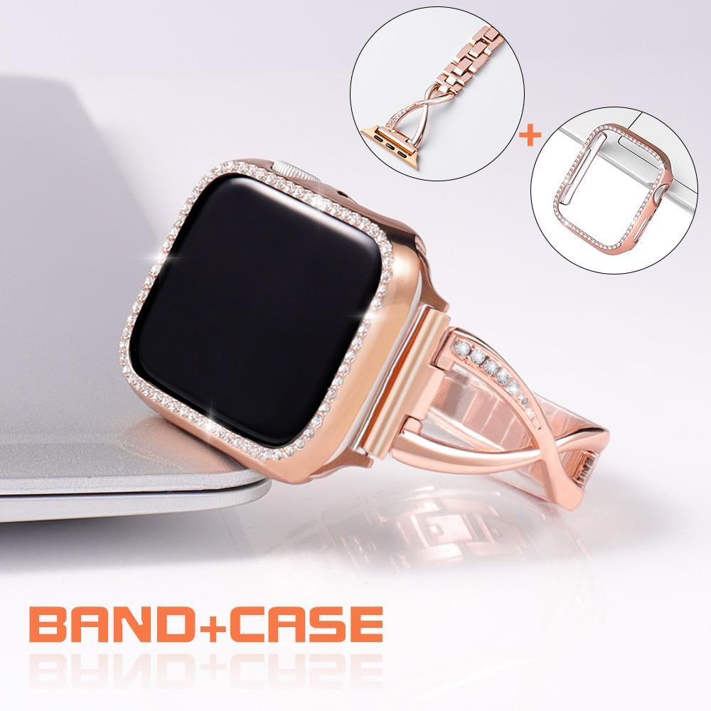 【セット】キュービック スリム チェーン バンド&キュービック保護ケース Apple Watch apple watch バンド givgiv
