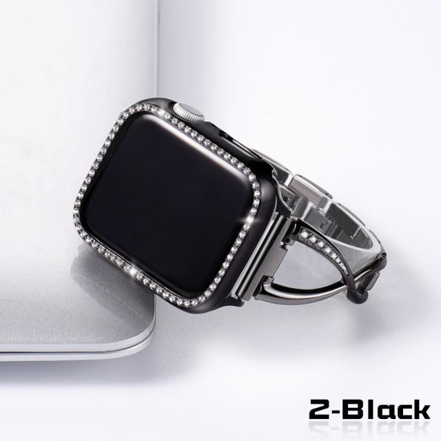 【セット】キュービック スリム チェーン バンド&キュービック保護ケース Apple Watch apple watch バンド givgiv 38mm Black