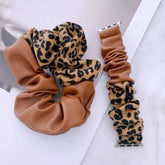 【セット】レオパード シュシュ ソロループ + ヘアシュシュセット apple watch バンド givgiv ブラウン(セット) 38mm/40mm/41mm用