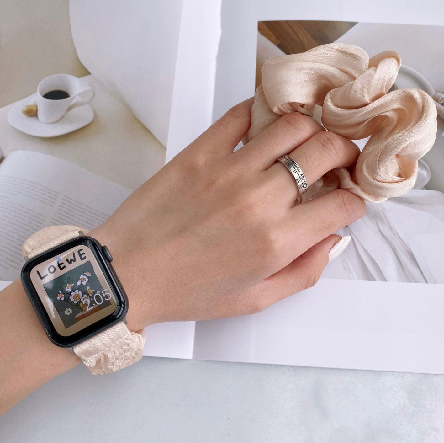 【セット】シンプル シュシュ ソロループ + ヘアシュシュセット apple watch バンド givgiv ベージュ(セット) For 38MM And 40MM