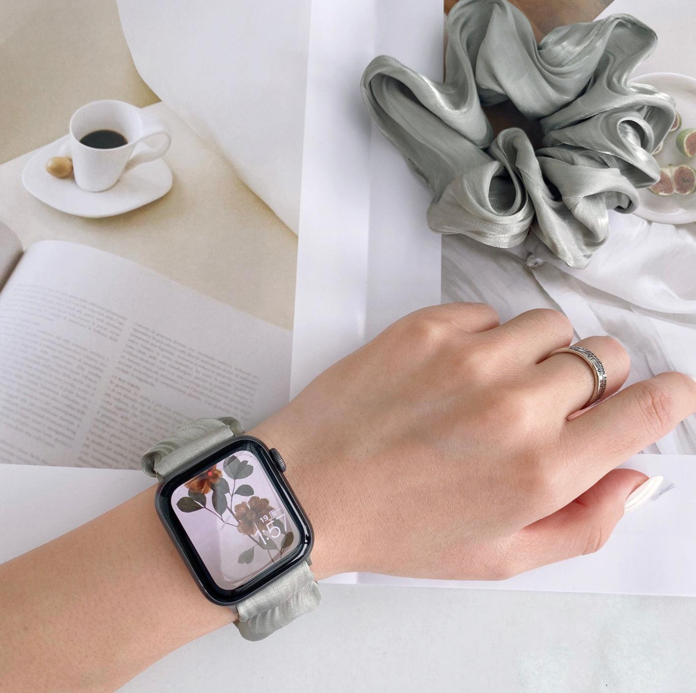 【セット】シンプル シュシュ ソロループ + ヘアシュシュセット apple watch バンド givgiv ビーングリーン(セット) For 38MM And 40MM