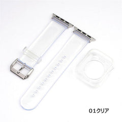 【セット_12色】 透明 ゼリー カラー ケース + バンドセット Applewatch専用 apple watch バンド givgiv 38mm/40mm/41mm用 01クリア(無色)(バンド+ケース)