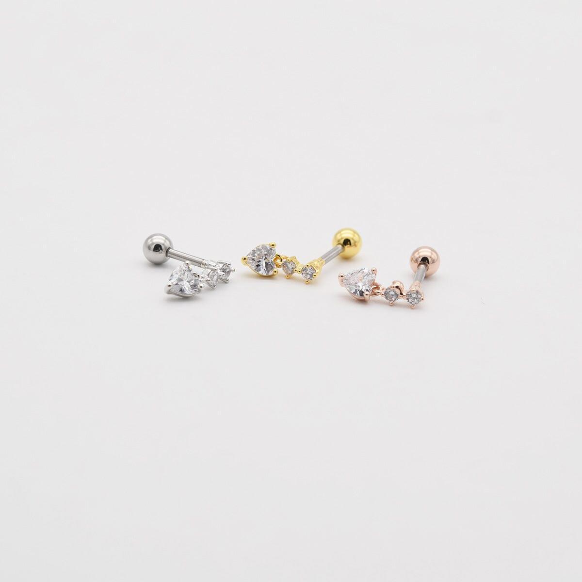 シンプル ハートキュービック ドロップ ピアッシング Piercing 10000won