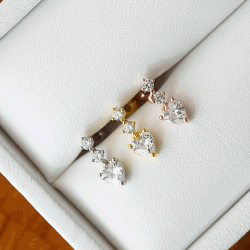 シンプル ハートキュービック ドロップ ピアッシング Piercing 10000won