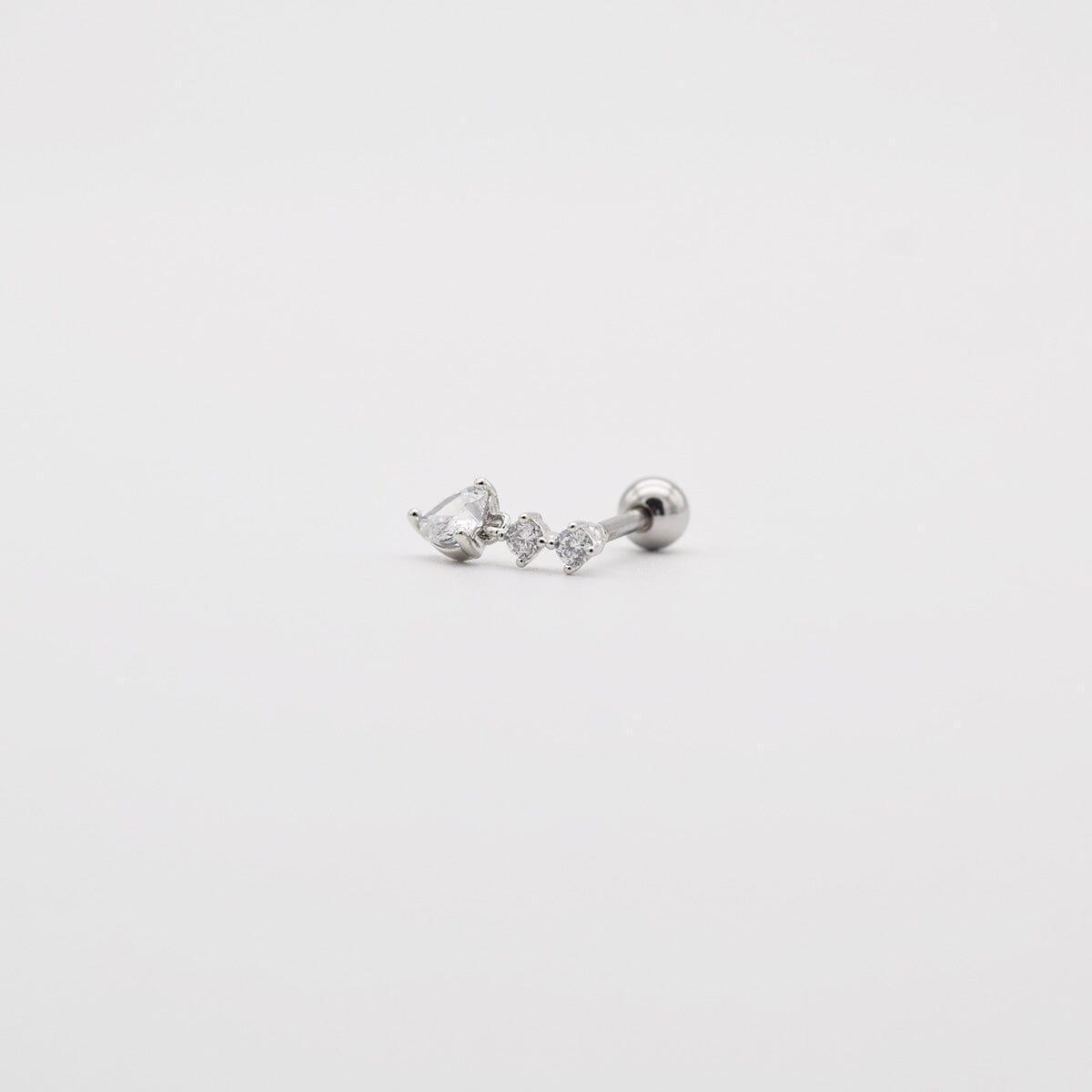 シンプル ハートキュービック ドロップ ピアッシング Piercing 10000won