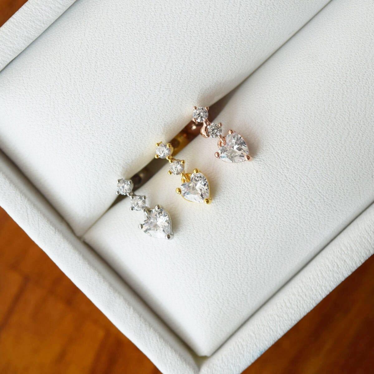 シンプル ハートキュービック ドロップ ピアッシング Piercing 10000won