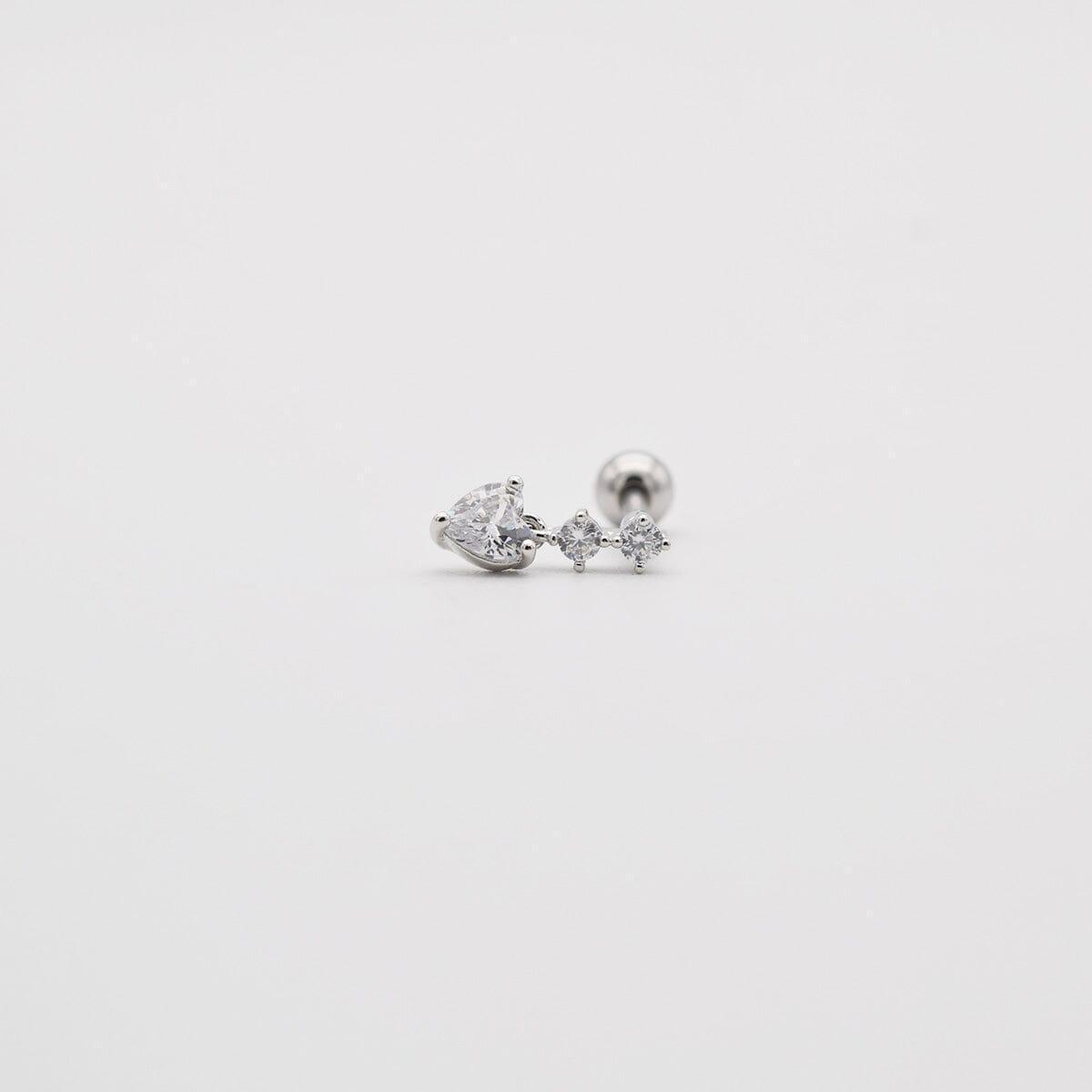 シンプル ハートキュービック ドロップ ピアッシング Piercing 10000won