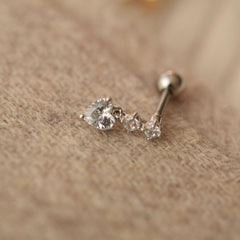 シンプル ハートキュービック ドロップ ピアッシング Piercing 10000won