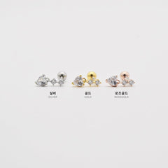 シンプル ハートキュービック ドロップ ピアッシング Piercing 10000won