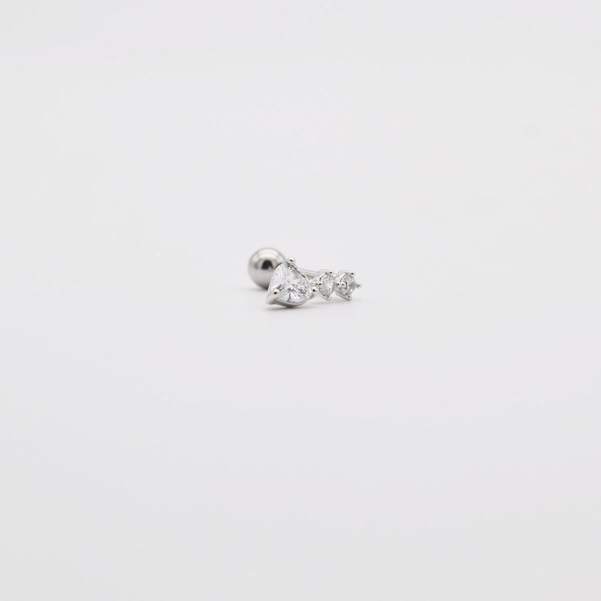シンプル ハートキュービック ドロップ ピアッシング Piercing 10000won